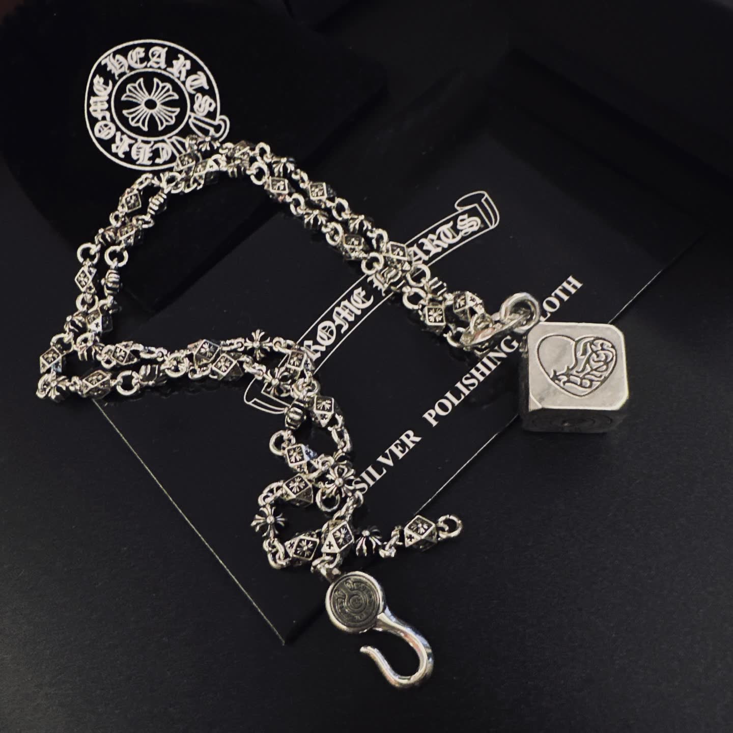 Chrome Hearts Silver Chain with Star and Diamond Design